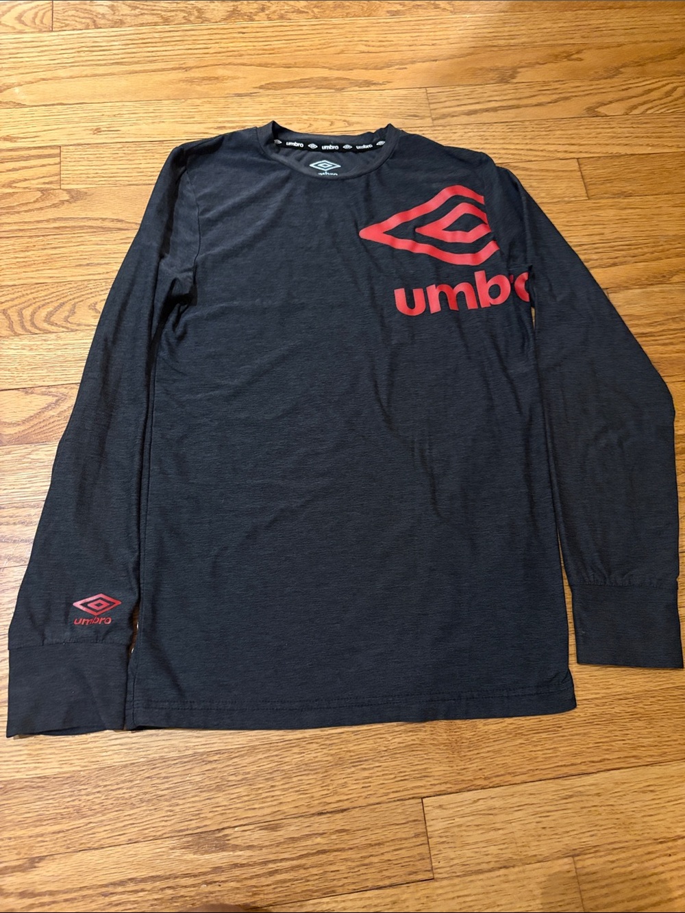 Umbro Black Long Sleeve Tee with Red Logo